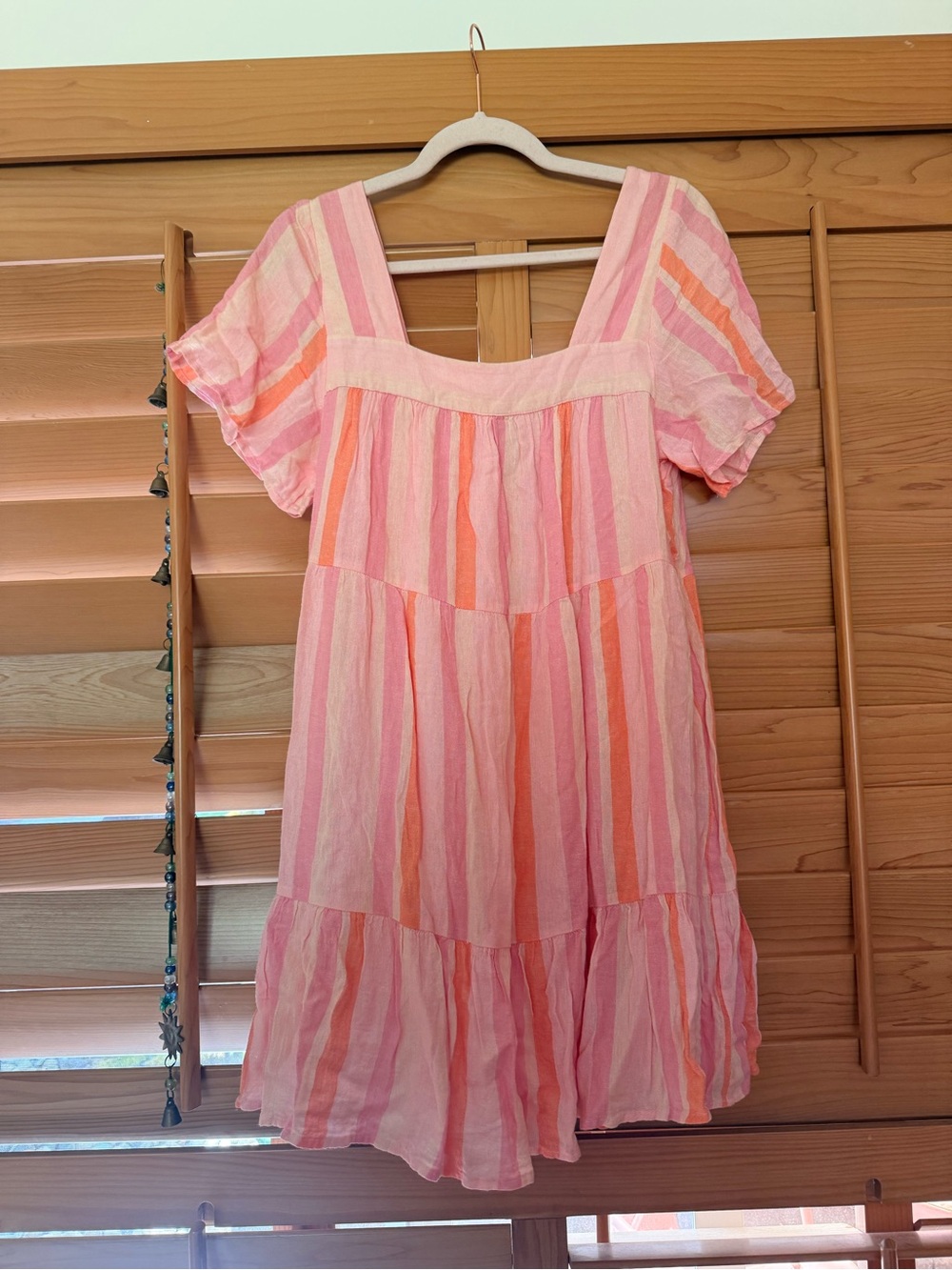 Rails Pink & Coral Striped Tiered Dress